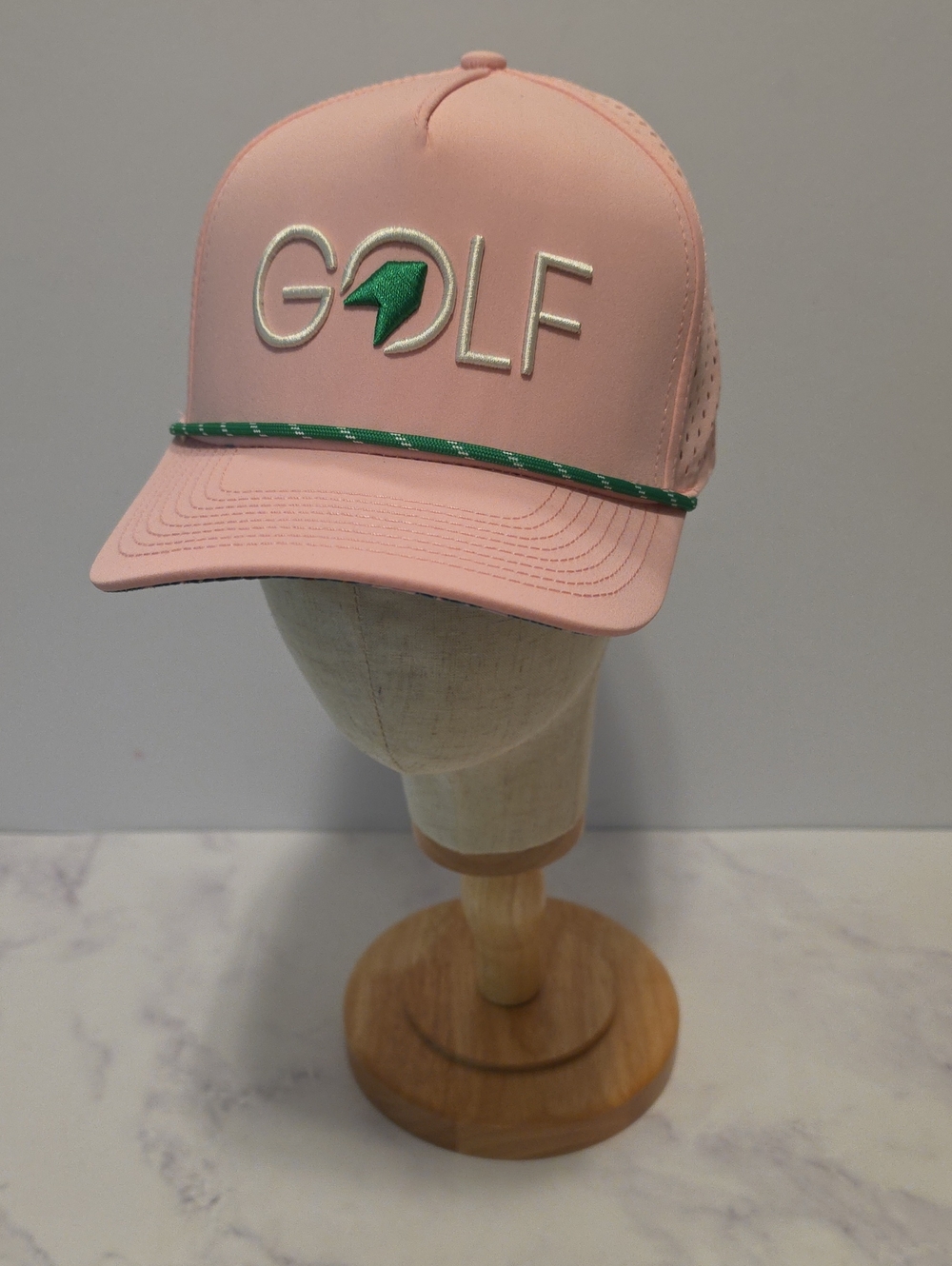 1764 Golf Pink Golf Trucker Hat with Green Accent